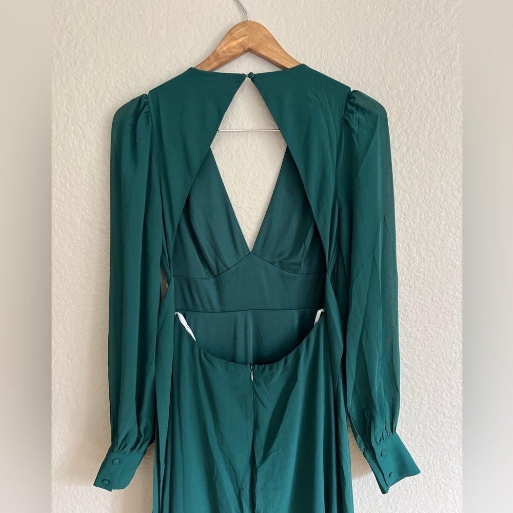 NWOT Talk About Divine Hunter Green Long Sleeve Backless Maxi Dress - Picture 6 of 10
